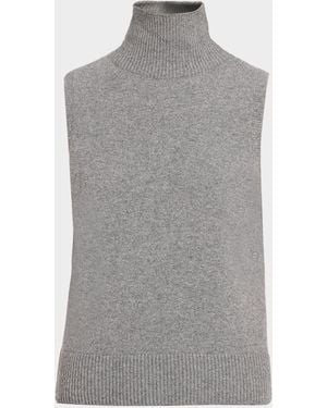 Brandon Maxwell Bruno Turtleneck Sleeveless Sweater - Gray