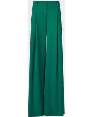 Akris Cassie Wool Gabardine Flared Pants - Green