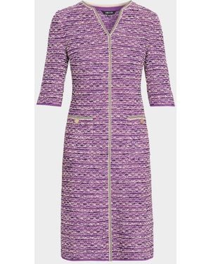 Misook Lurex Eyelash Ribbon Knit Sheath Dress - Purple
