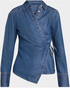 Veronica Beard Perezzi Denim Wrap Shirt - Blue