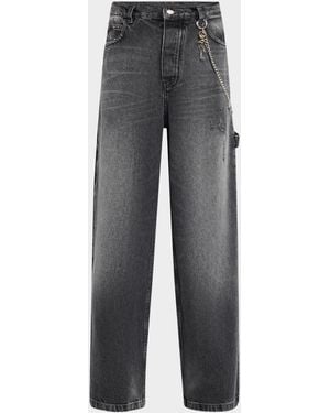 Marc Jacobs Charm Chain Oversized Wide-Leg Jeans - Gray