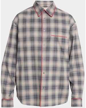 Marni Apos;S Piped Cotton Plaid Button-Front Shirt - Gray