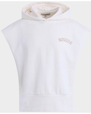 Hudson Jeans Apos;S Viper Cotton Logo Sleeveless Hoodie - White