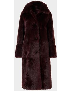 Akris Lamb Shearling Reversible Long Coat - Red