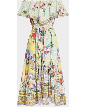 CAMILLA Shoulder Frill Dress - White