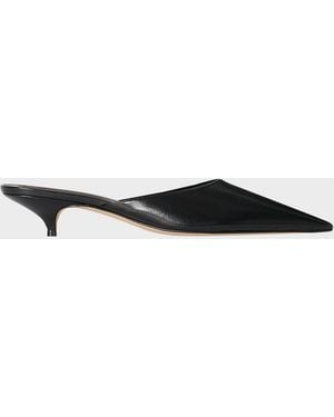 The Row Liisa Leather Kitten-Heel Mules - Black