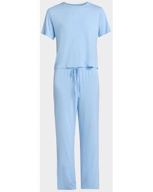 Natori Feathers Essentials Jersey Pajama Set - Blue