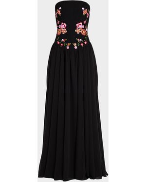 HELSI Caroline Floral Appliqué Strapless Corset Gown - Black