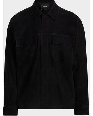Vince Apos;S Suede Snap-Front Shirt Jacket - Black