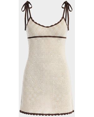 SER.O.YA Malkie Crochet Tie-Strap Mini Dress - Natural