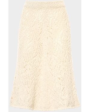 Malo Cotton Flamme Knit Midi Skirt - Natural