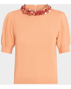 Ulla Johnson Jude Embellished Merino Sweater - Orange
