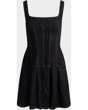 Alice + Olivia Hollis Flared Denim Mini Dress - Black
