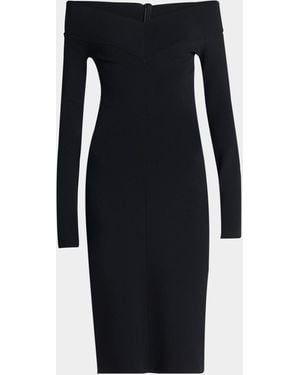 Stella McCartney Off-The-Shoulder Compact Knit Midi Dress - Black