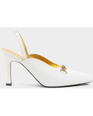 Versace 90Mm Medusa-Detail Leather Slingback Pumps - White