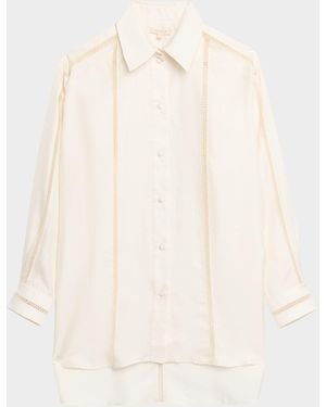 DIOTIMA Bridgetown Lattice-Embellished Silk Button-Down Shirt - Natural