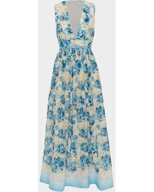 Aqua Blu Australia Melody Linen Maxi Dress - Blue