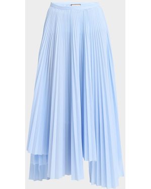 Plan C Long Asymmetric Pleated Skirt - Blue