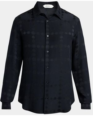 Versace Vintage Medusa Silk Crepe Jacquard Shirt - Blue