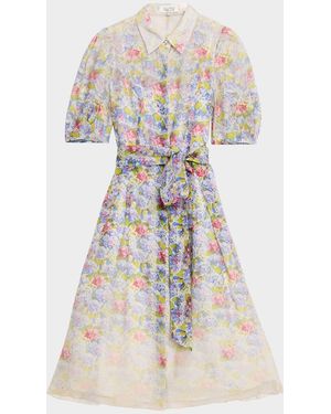 casual teri jon dresses Metallic Jacquard Short Sleeve Double Ruffle Dress