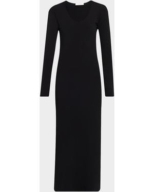 The Row Mavy Scoop-Neck Long-Sleeve Ankle Dress - Black