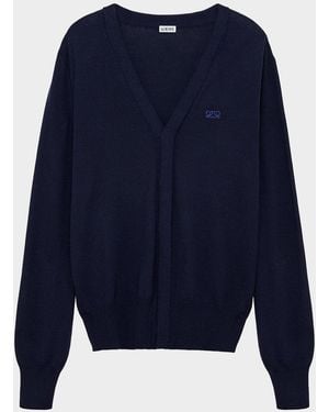 Loewe Apos;S Logo Wool-Blend Cardigan - Blue