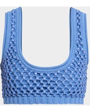 DIOTIMA Lady Embellished Knit Bralette - Blue