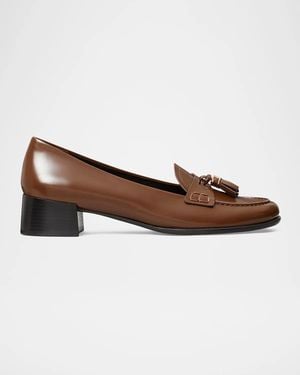 Tory Burch 30Mm Leather Tassel Loafers - Brown
