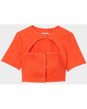 Sandro Catalogne Cutout Cropped Top - Orange