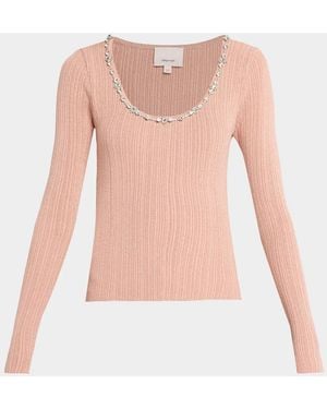 Cinq À Sept Aminta Embellished Scoop-Neck Top - Pink
