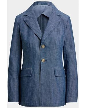 Polo Ralph Lauren Notch Lapel Cotton Blazer - Blue