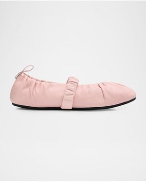 Rag & Bone Spire Ruched Leather Mary Jane Ballerina Flats - Pink