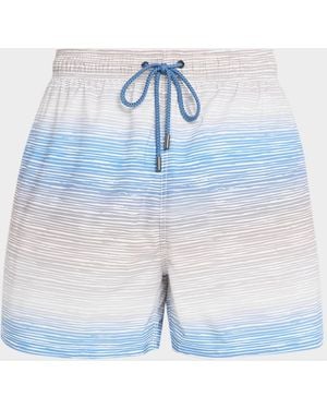 Bugatchi Apos;S Cruz Short-Length Horizon Line Swim Trunks - Blue