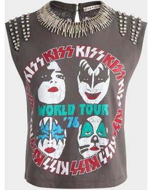 Alice + Olivia Micah Embellished Muscle Tee - Gray