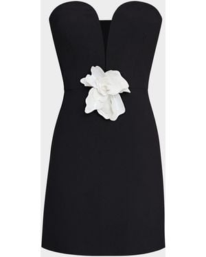 Halston Anabelle Strapless Plunge Crepe Mini Dress - Black
