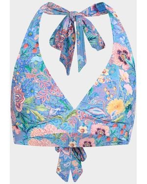 Johnny Was Lilliana Halter Bikini Top - Blue