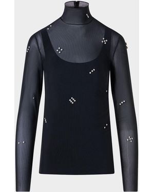 Akris Punto Diamond Dice Dot Top - Blue