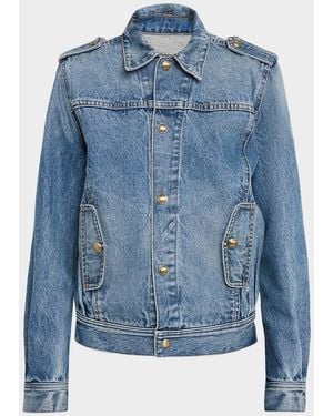 Nili Lotan Lorraine Acid-Washed Denim Jacket - Blue