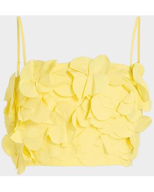 Ramy Brook Everly Petal Appliqué Cotton-Blend Crop Top - Yellow
