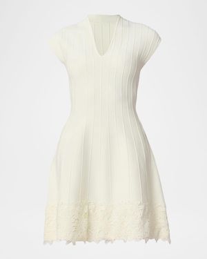 Shoshanna Azalea Seamed Lace-Trim Mini Dress - White