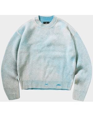Represent Legacy Fade Out Reversible Knit Crewneck Sweater - Blue