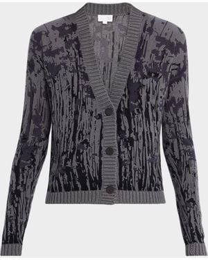 TSE Cashmere Abstract-Print Cardigan - Blue