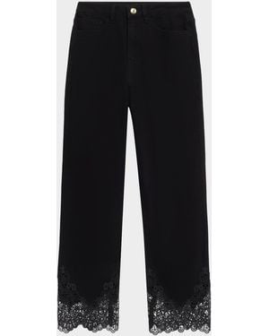 Generation Love Bellatrix Straight Cropped Lace-Trim Jeans - Black