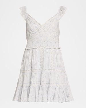 LoveShackFancy Presline Floral Mini Dress - White