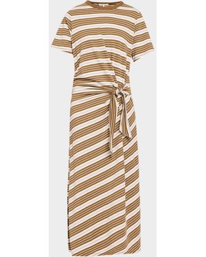 Rag & Bone The Slub Stripe T-Shirt Dress - Metallic