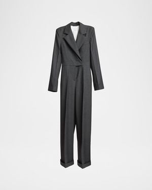 Givenchy Wrap-Effect Grain De Poudre Wool Jumpsuit - Gray
