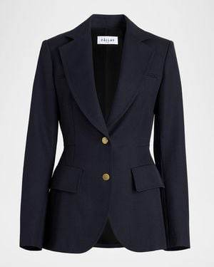 Callas Milano Neptune Tailored Wool Single-Breasted Jacket - Blue