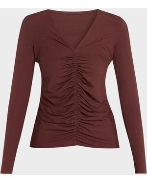Wolford Pure Ruched Long-Sleeve Top - Red