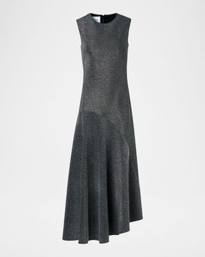 Akris Punto Metallic Jersey Asymmetric Midi Dress - Black