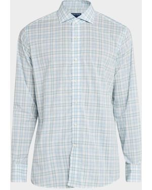 Peter Millar Apos;S Crown Plaid Cotton Sport Shirt - Blue